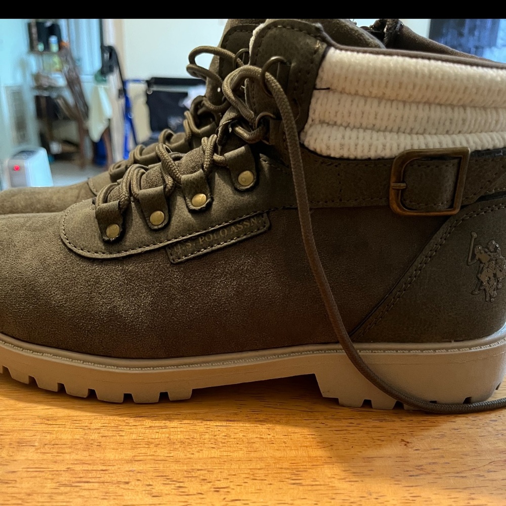 Olive green polo boots